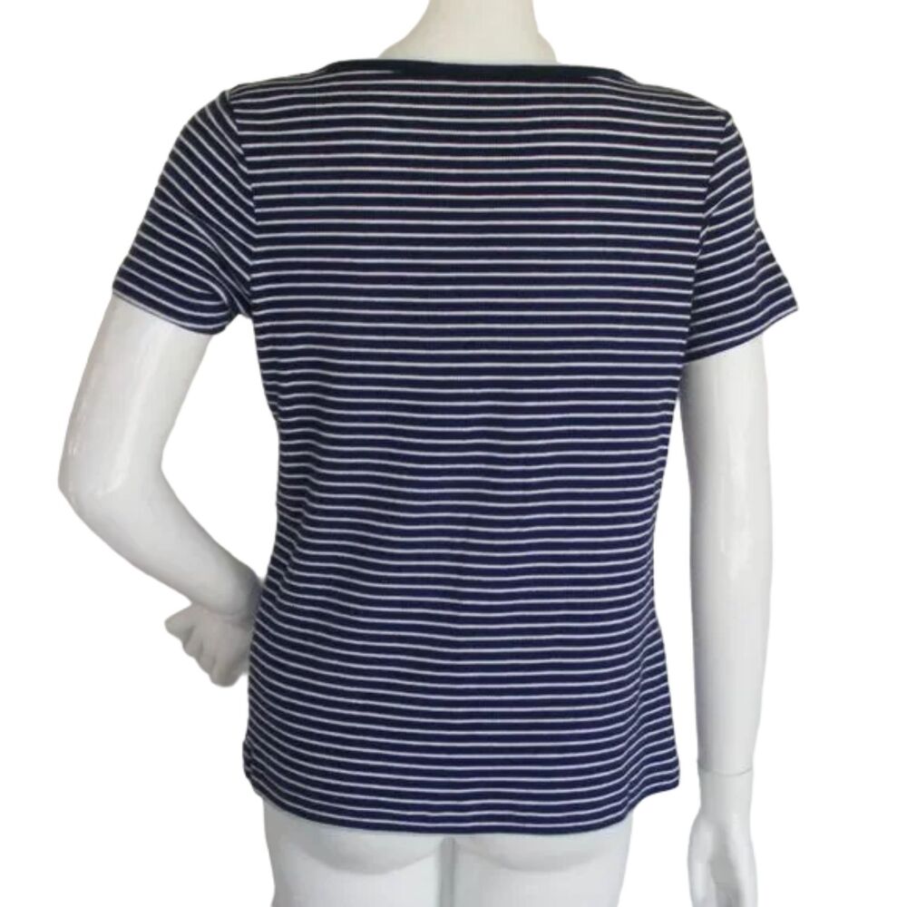 TOMMY BAHAMA Top, M, Blue/White stripe, Ribbed, SS - Picture 4 of 9